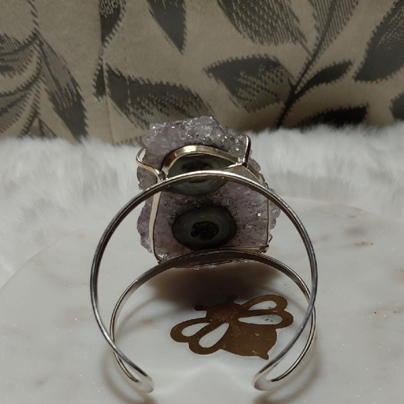 Stunning Silver and Purple Geode Bracelet - Picture 10 of 11